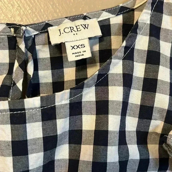 J Crew XXS Bkue/White Gingham LS Ruffle Detail - Picture 2 of 4